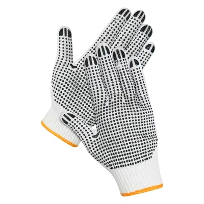 PVC Black Double-Sided Dotted Cotton Knitted Work Gloves Construction / Hand Protection / Anti Slip And Durable Glov