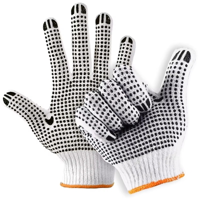 PVC Black Double-Sided Dotted Cotton Knitted Work Gloves Construction / Hand Protection / Anti Slip And Durable Glov