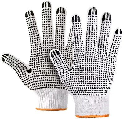 PVC Black Double-Sided Dotted Cotton Knitted Work Gloves Construction / Hand Protection / Anti Slip And Durable Glov