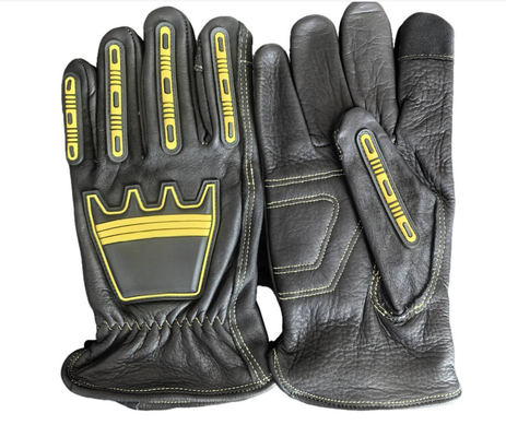 Heavy Oil And Chemical Resistant Insulation Cowhide Leather High Impact Reduction  Oil field Working Cotton Palm Gloves