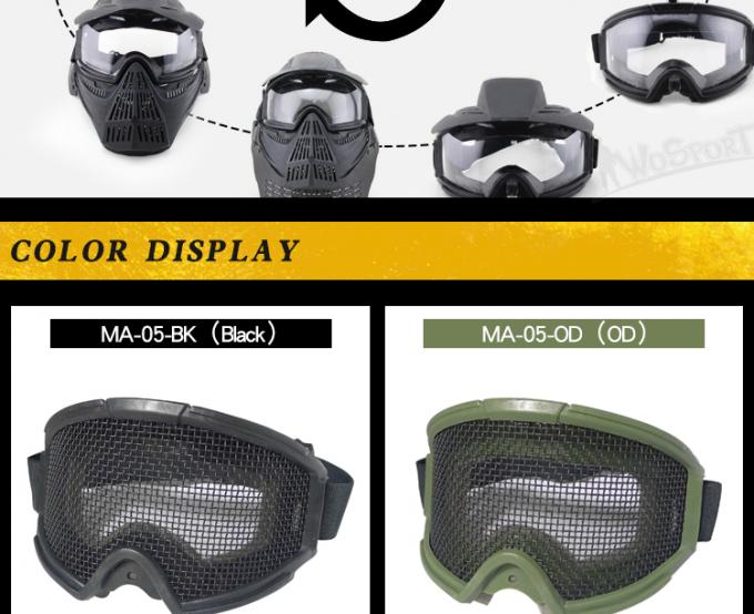 WoSporTは変圧器の探求のギョロ目の屋外の軍のairsoftのペイントボールの鋼鉄網が付いている戦術的な安全メガネを卸し売りします
